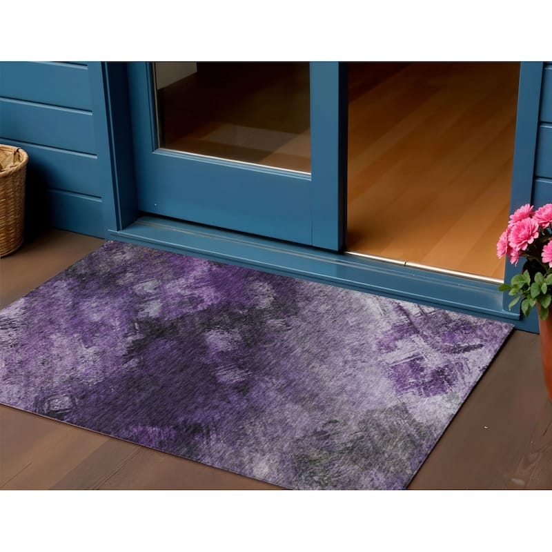 HomeRoots Abstract Transitional Rectangle Outdoor Rug - 3' x 5'