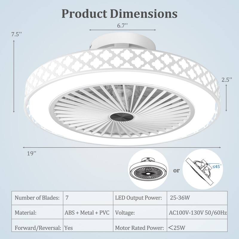 Gymax Ceiling Fan w/ Lights & Remote 3000-6500K Modern Flush Mount LED