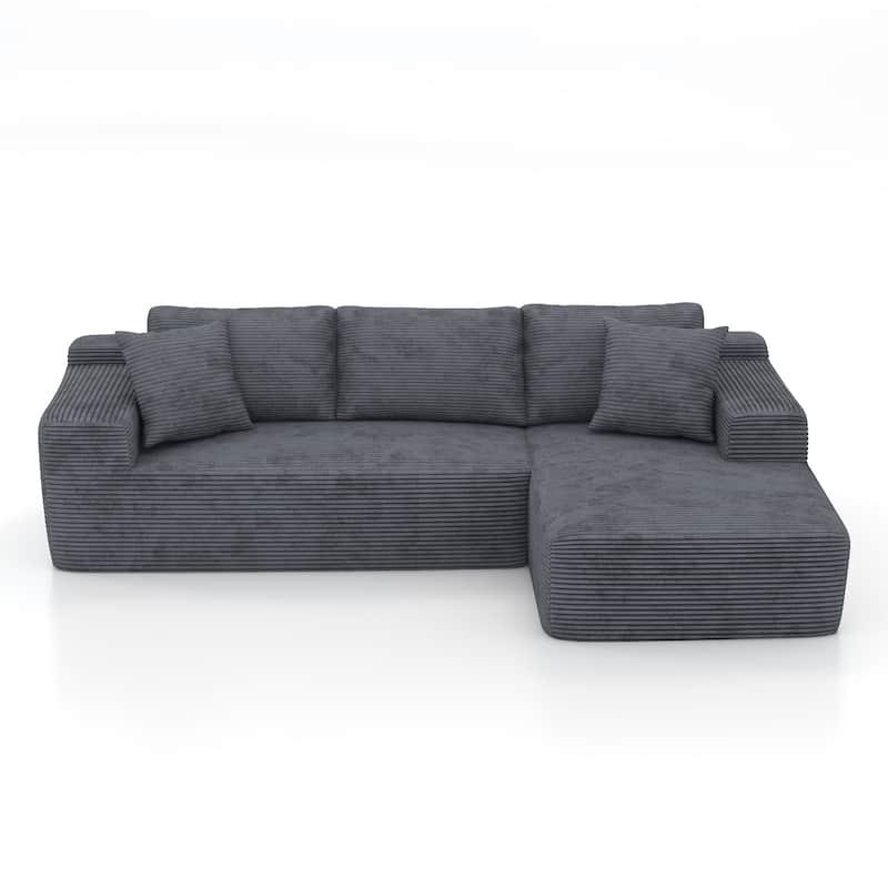 Corduroy L-Shaped Sofa Modular Movable Applicable Living Room Furniture Sets
