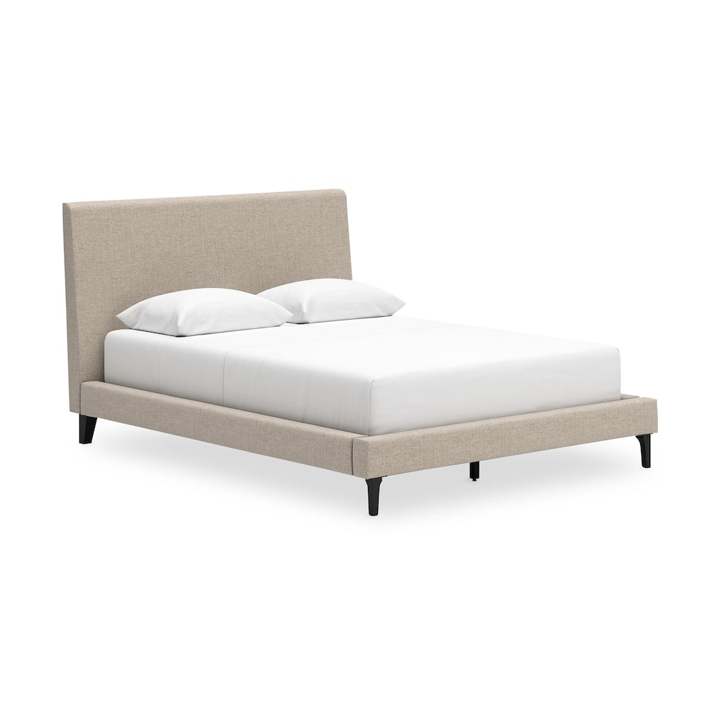 Ciel Low Profile Queen Bed, Polyester Upholstered Headboard, Gray