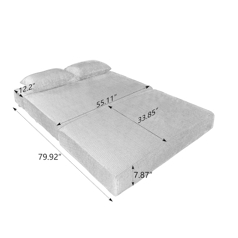 Rossetta Contemporary Square Space-Adaptive Foldable Design Corduroy Lasting Comfort Sofa, Easy to Assembly and Store