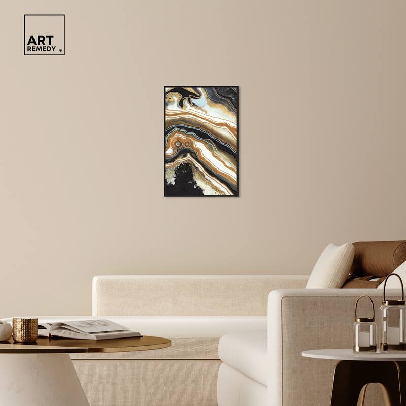 Art Remedy Black And Gold Ii Framed Mineral, Agate & Geode 1 Piece Canvas Wall Art