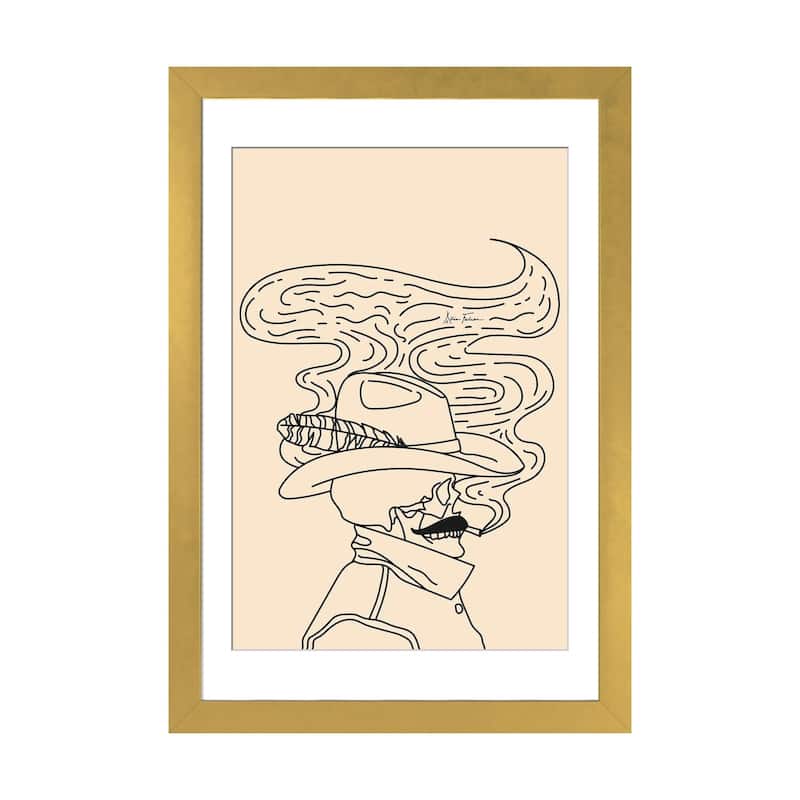 iCanvas "Love or Die Tryin' Cowhand in Cream" by Allie Falcon - Gold - 24x16x1