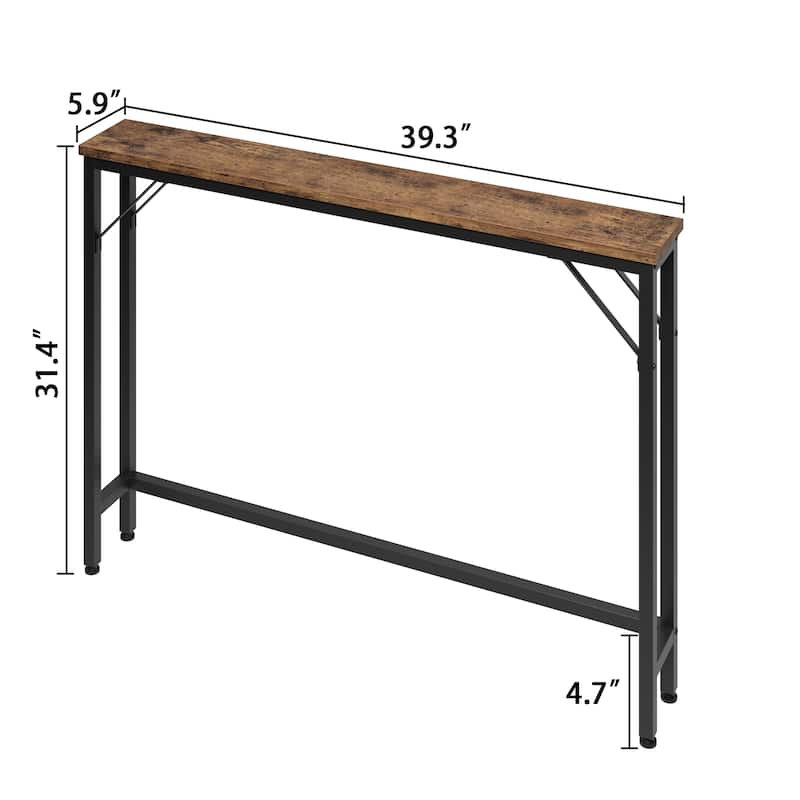 5.9" Narrow Sofa Table, Skinny Console Table with Storage