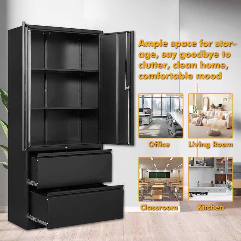Steel File Cabinets with 2 Drawers for Home Office Warehouse Garage - N/A