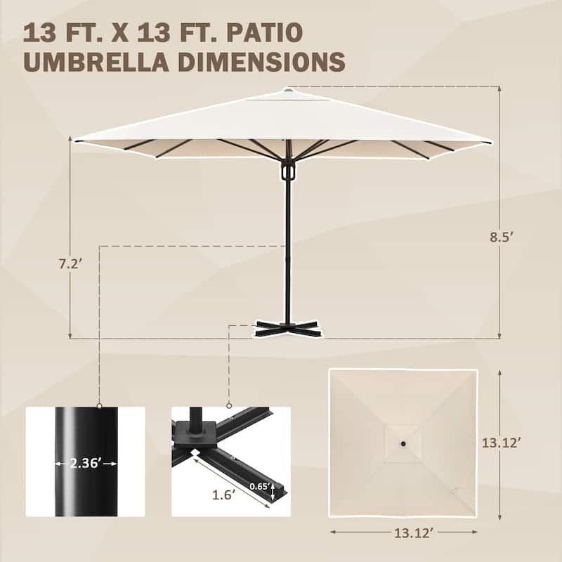 Outdoor Patio Umbrella with Easy Button Click Mechanism, Ideal for Gardens and Parties, Beige