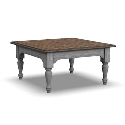 Plymouth Brown Wood Square Coffee Table by Flexsteel - 38" x 19" x 38"