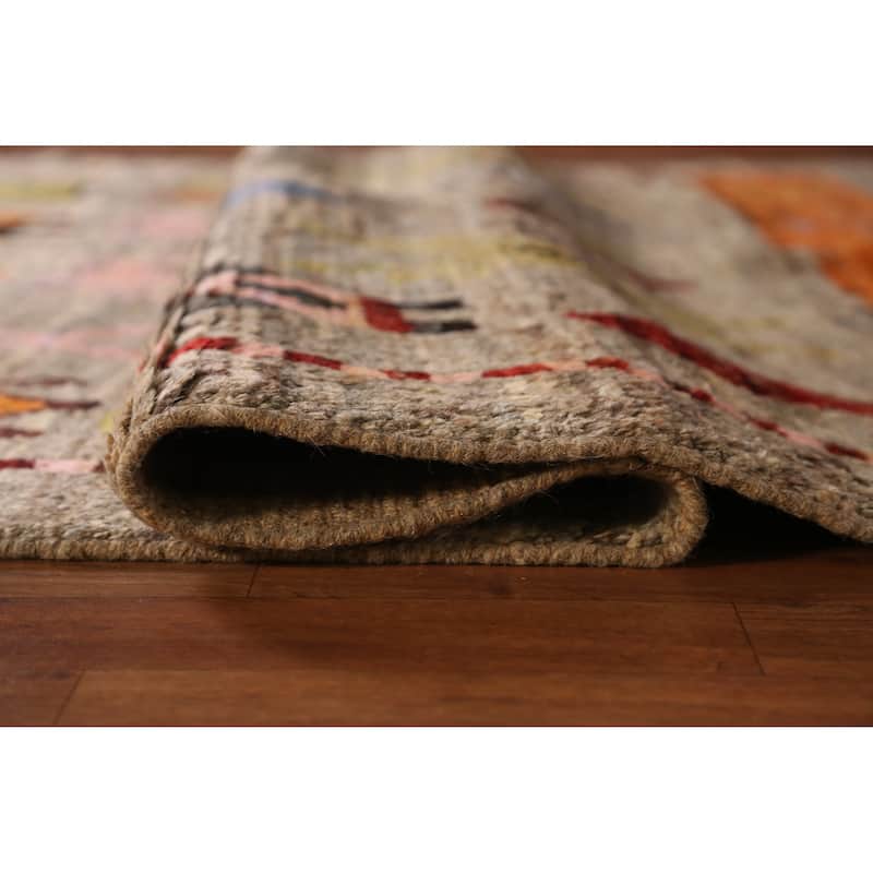 Geometric Moroccan Oriental Area Rug Handmade Brown Wool Carpet - 5'9" x 7'7"