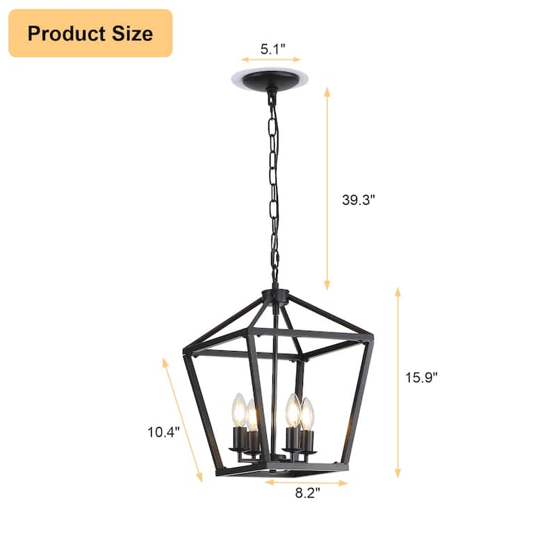 Sofucor Black Lantern Fixtures Pendant Light with Adjustable Height Rustic Geometric Hanging for Indoor,Chandelier - N/A