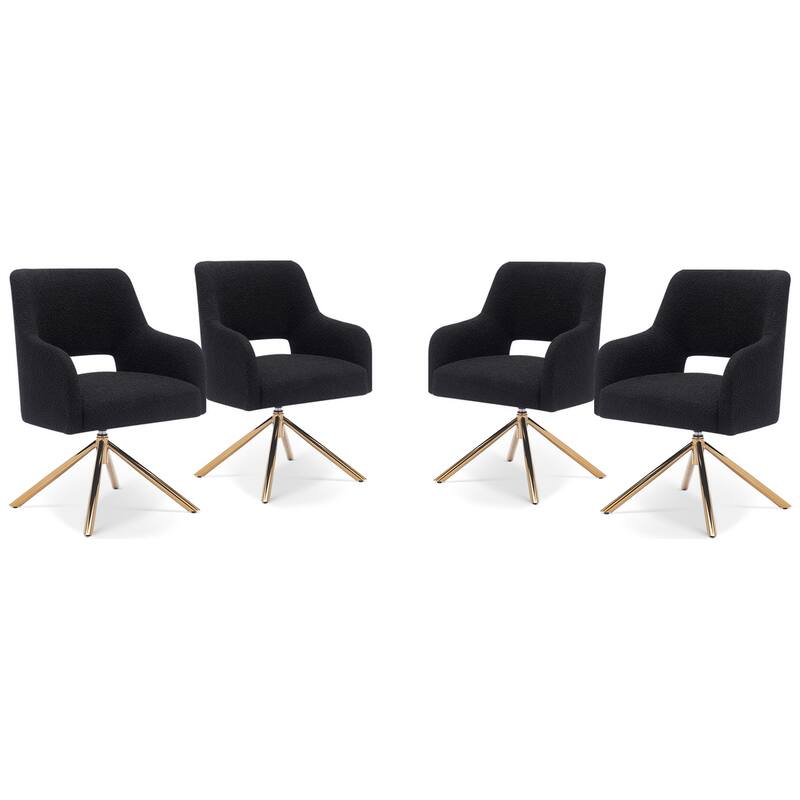 Boucle Polyester Upholstered Swivel Accent Chair - Stain Resistant (Set of 4)