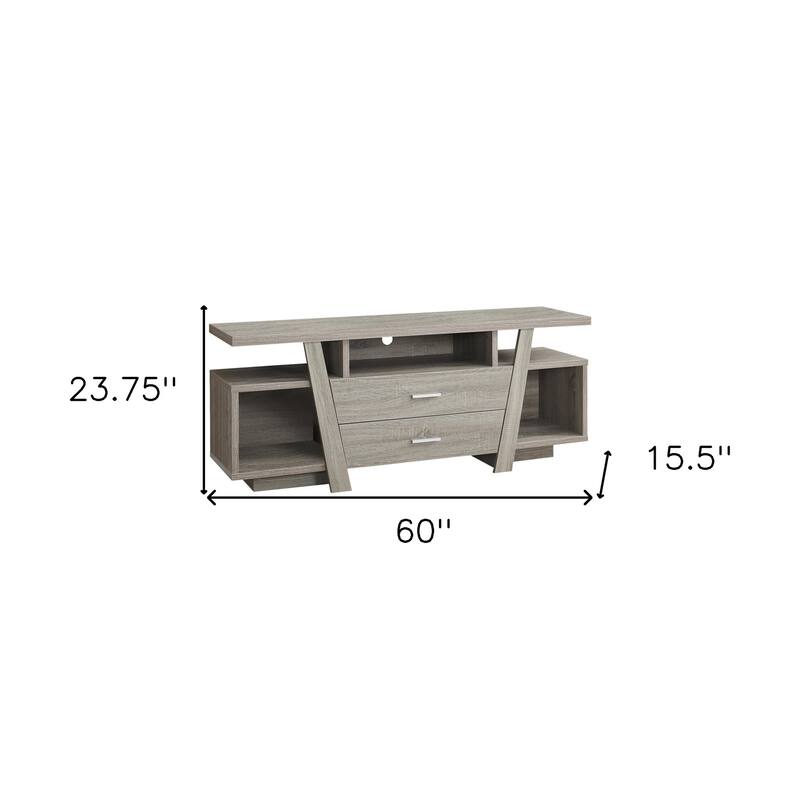 HomeRoots 60" Deep Taupe Open Shelving TV Stand - n/a