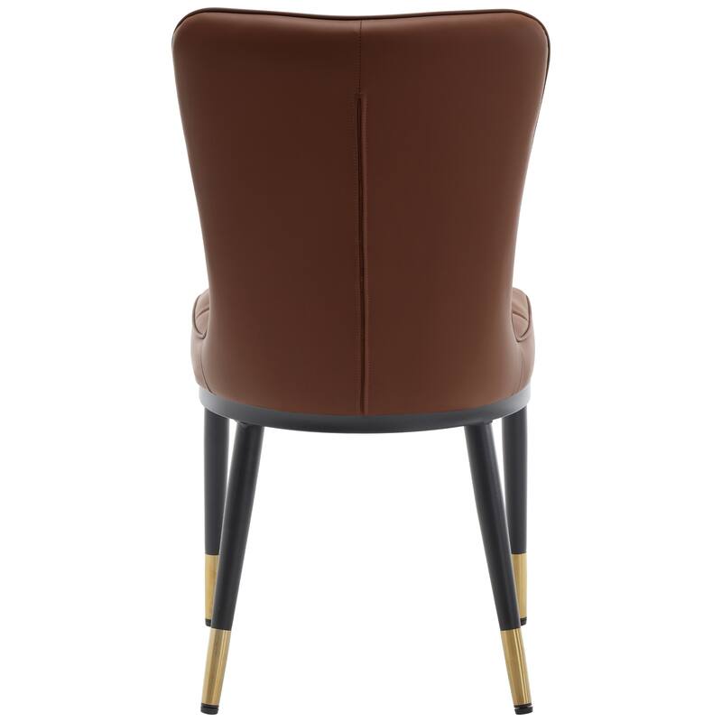 Faux Leather Upholstered Dining Chairs Set of 4 with Checked Pattern