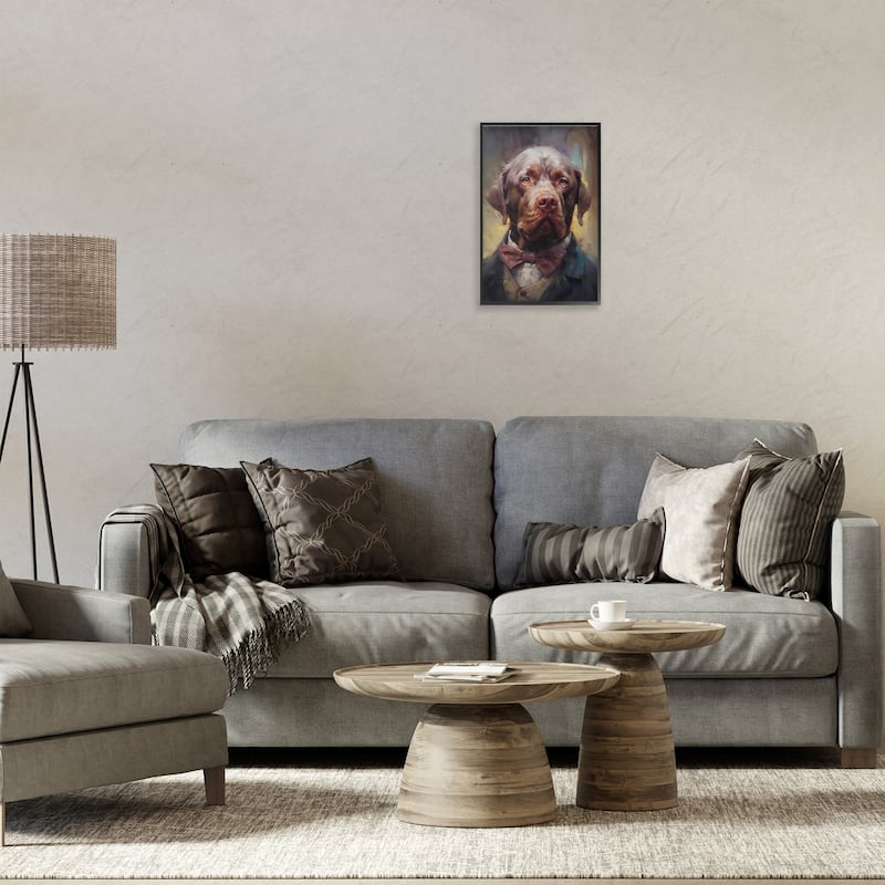 Stupell Dog in Timeless Suit Fashion Framed Giclee Art Design By Wumples