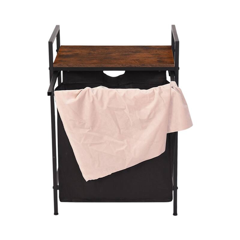 Homy Casa Laundry Hamper with Removable Fabric Bin & Wood Top