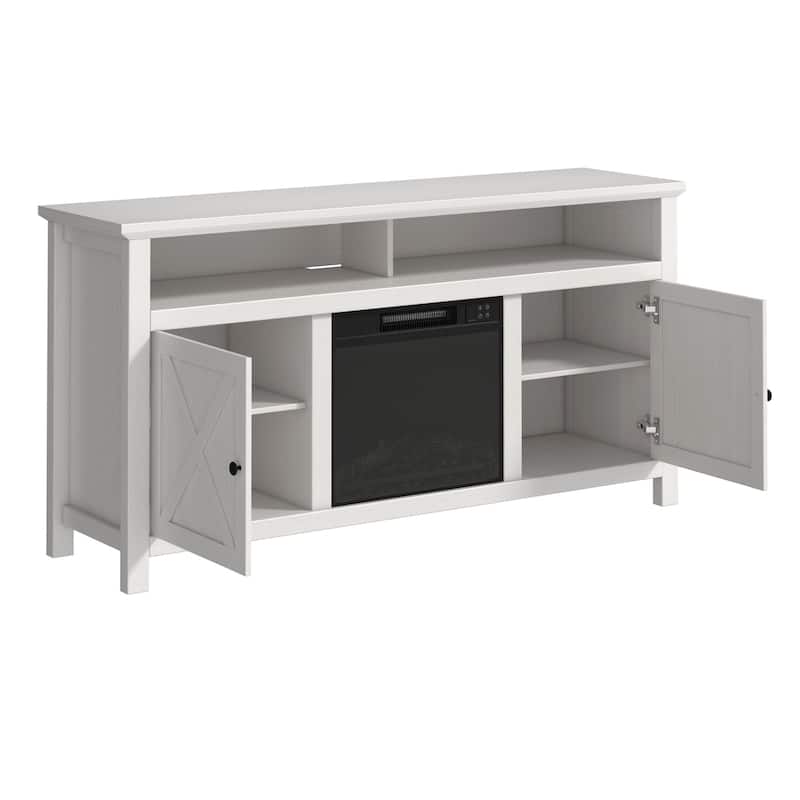 Clihome 58" Wood Fireplace TV Stand with 18" Electric Fireplace