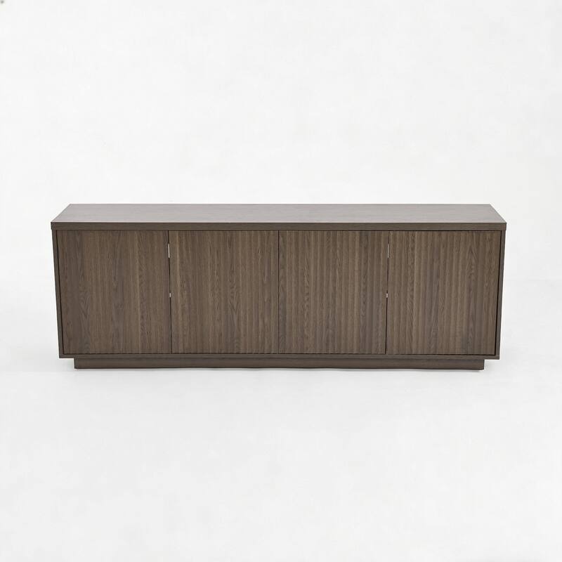 Wave Textured Modern Sideboard Cabinet - Walnut - Fluted Door