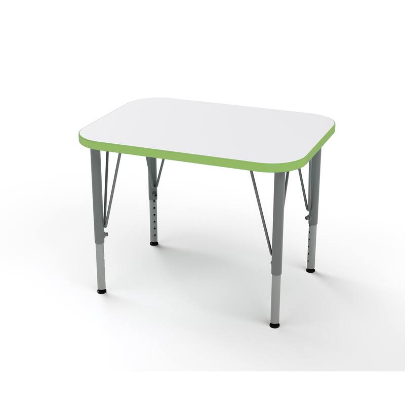 Tot Mate Versa Kids Desk Rectangle 27" x 20" Classroom Table - Adjustable Height 14-23" - Write On Wipe Off - White/Island