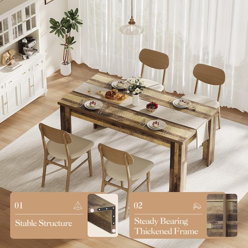 Farmhouse Kitchen 63" Dining Table for 4-6 - N/A