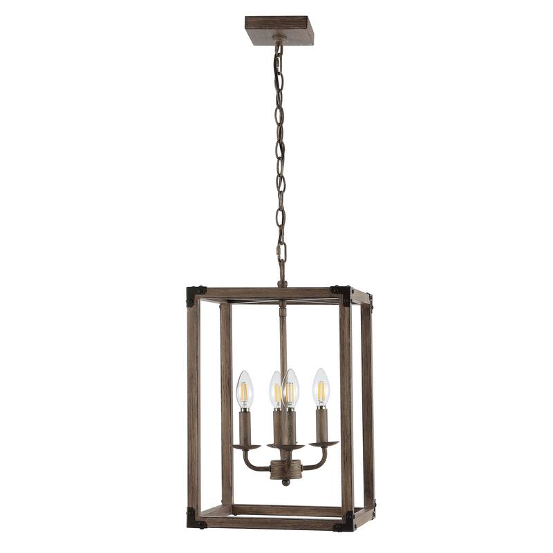 Gabrielle 4-Light Adjustable Iron Rustic Farmhouse LED Pendant, by JONATHAN Y