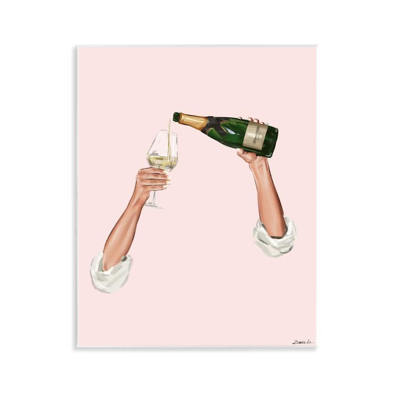 Stupell Champagne Pour on Pink Wall Plaque Art Design By Ziwei Li - 11 x 14