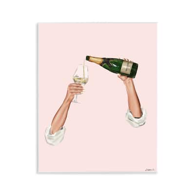 Stupell Champagne Pour on Pink Wall Plaque Art Design By Ziwei Li