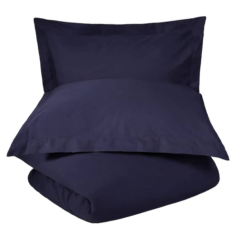 Superior 300-Thread Count Cotton Percale Duvet Cover Set - Crown Blue - King - Cal King