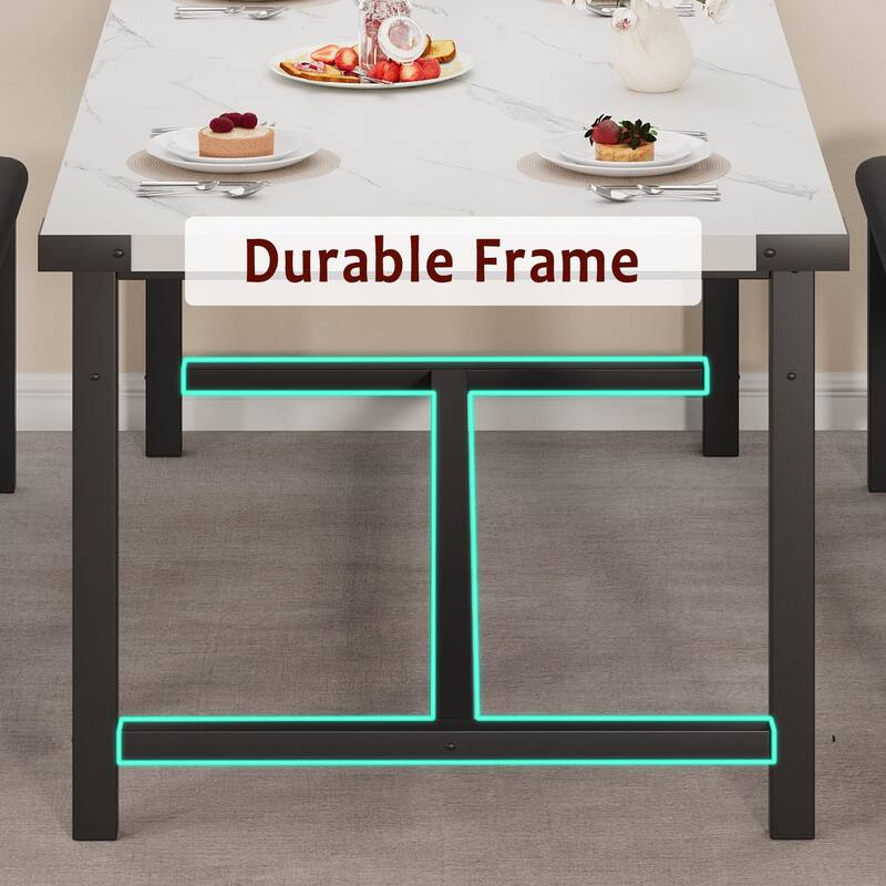 Dining Table Set for 4-6, 63" Extendable Wood Dining Room Table with Corner Protector & 2 Upholstered Benches