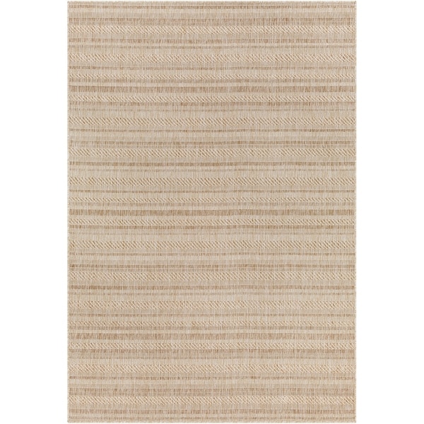 slide 1 of 2, Livabliss Rikard Indoor/ Outdoor Coastal Stripe Area Rug 4'3" x 5'11" - Tan