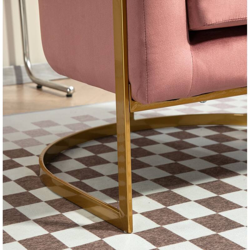 Modern Velvet Gold Accent Armchair