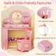 preview thumbnail 11 of 18, Costway Kids Vanity with Lights, 2 Drawers & 2-Tier Bookshelf, 3 Hooks - See Details