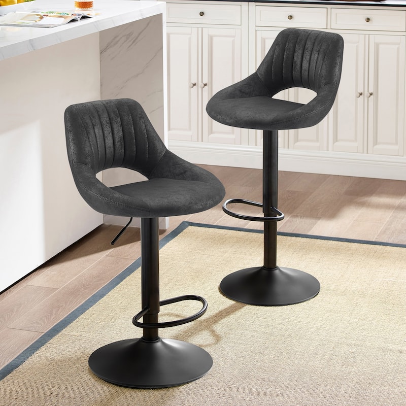 Retro Adjustable Swivel Barstool (Set of 2) - Black