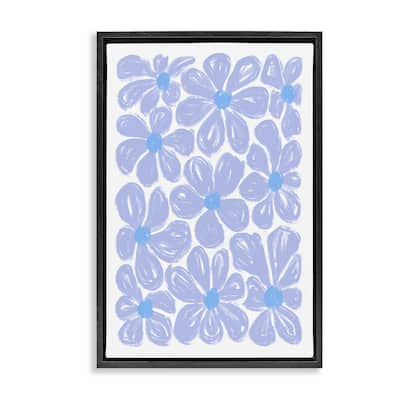 Stupell Blue Blooms Patterned Framed Floater Canvas Wall Art Design By Martina Pavlova