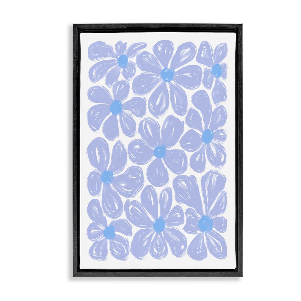Stupell Blue Blooms Patterned Framed Floater Canvas Wall Art Design By Martina Pavlova
