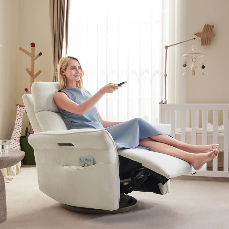 Spruce & Spring Power Swivel Recliner Chair Triple-Motor Nursery Glider