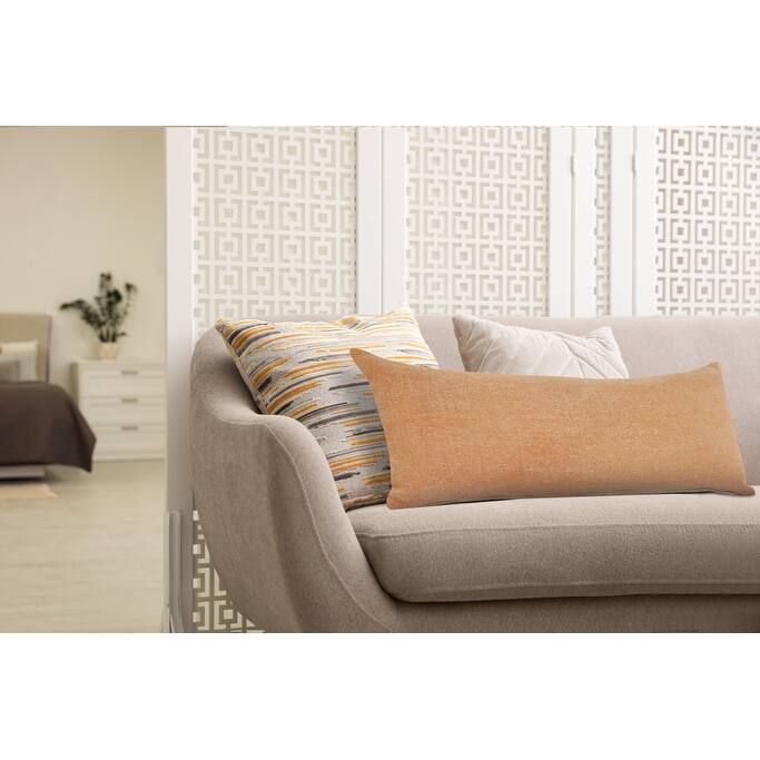 HomeRoots 14" X 36" Orange 100% Cotton Zippered Pillow