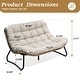 preview thumbnail 2 of 32, All-Weather PE Rattan Double Papasan Chair Loveseat with Soft Cushion for Indoor Outdoor