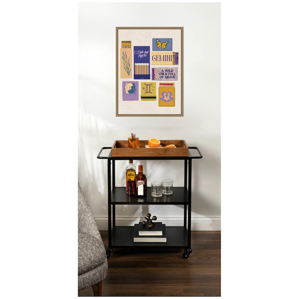 Kate and Laurel Gemini Matchbooks Linen FC by Megan Ryan Framed Canvas Wall Art Print