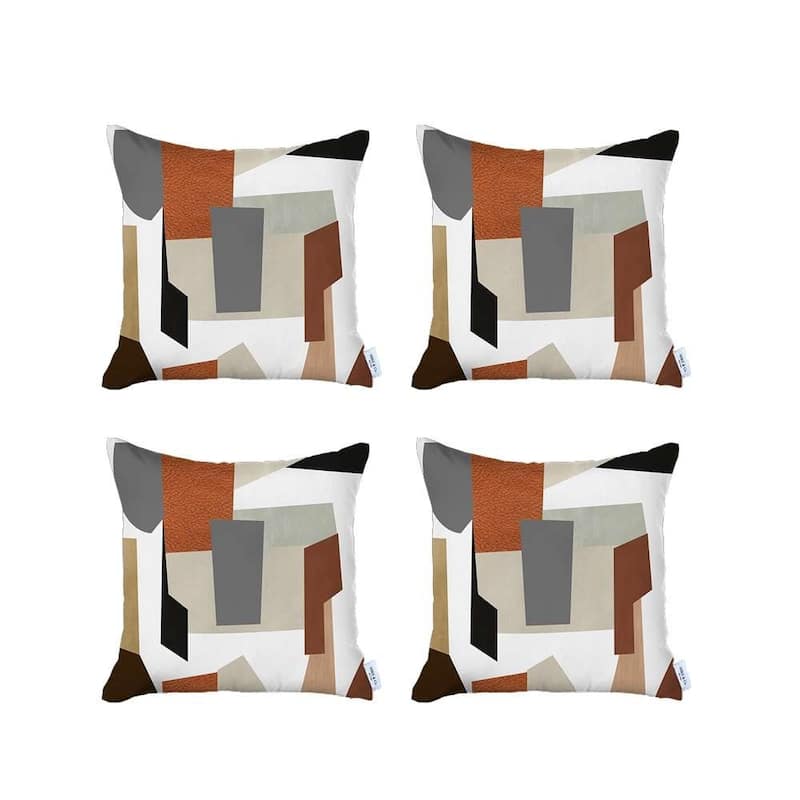 Homeroots Set of Two 18" X 18" Orange and Ivory Geometric Polyester Zippered Pillow Cover