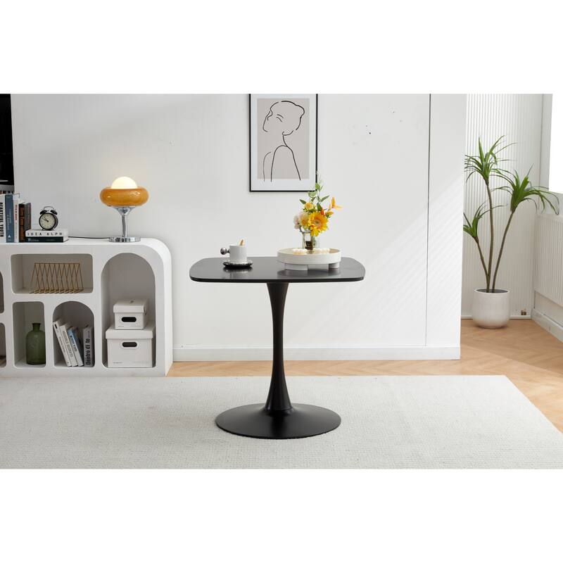 23.62 Inch Modern Dining Table - Easy Assembly & Sturdy Metal Legs - Black