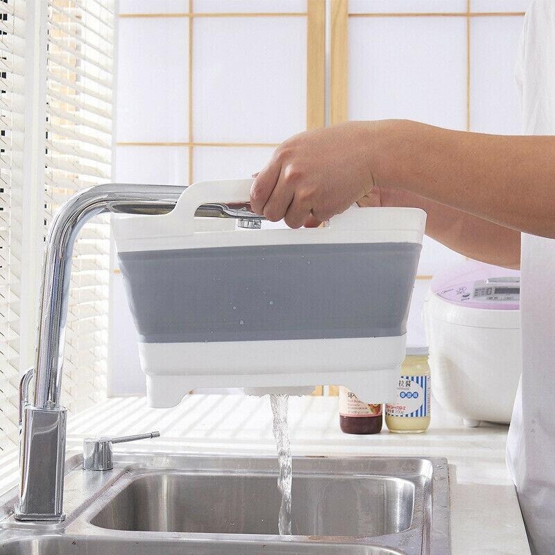 10L Dish Rack, ODOLAND Collapsible Wash Basin Folding Wash Tub Portable  Dishpan Draining Basket Dish Rack Vegetable Sink - M