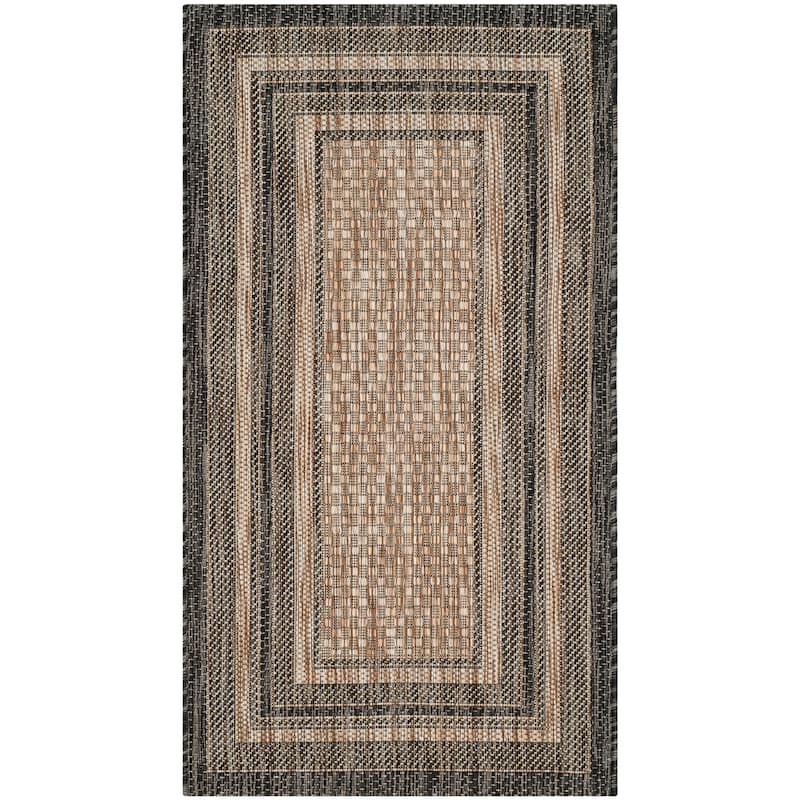 SAFAVIEH Courtyard Vickie Indoor/ Outdoor Waterproof Patio Backyard Rug - 2'3" x 4' - Natural/Black