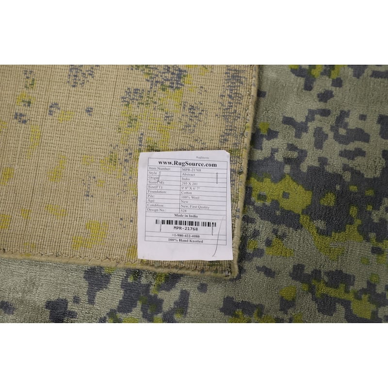 All-Over Abstract Oriental Area Rug Hand-Knotted Wool Carpet - 6'7"x 9'8"