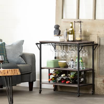 South Shore Munich Bar Cart with Wine Rack
