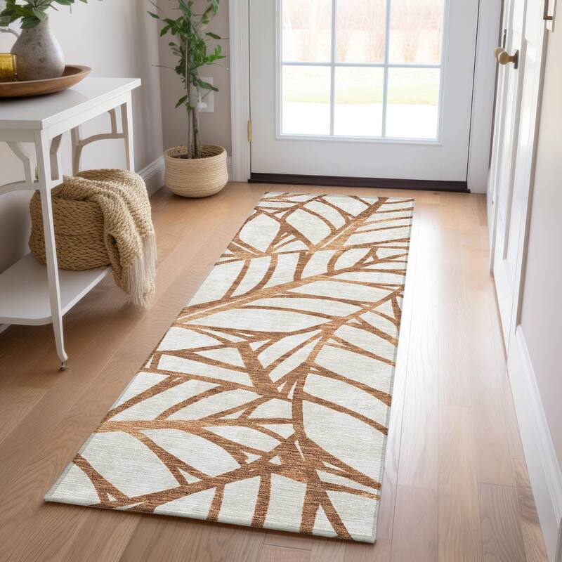 Machine Washable Indoor/ Outdoor Chantille Modern Palms Rug