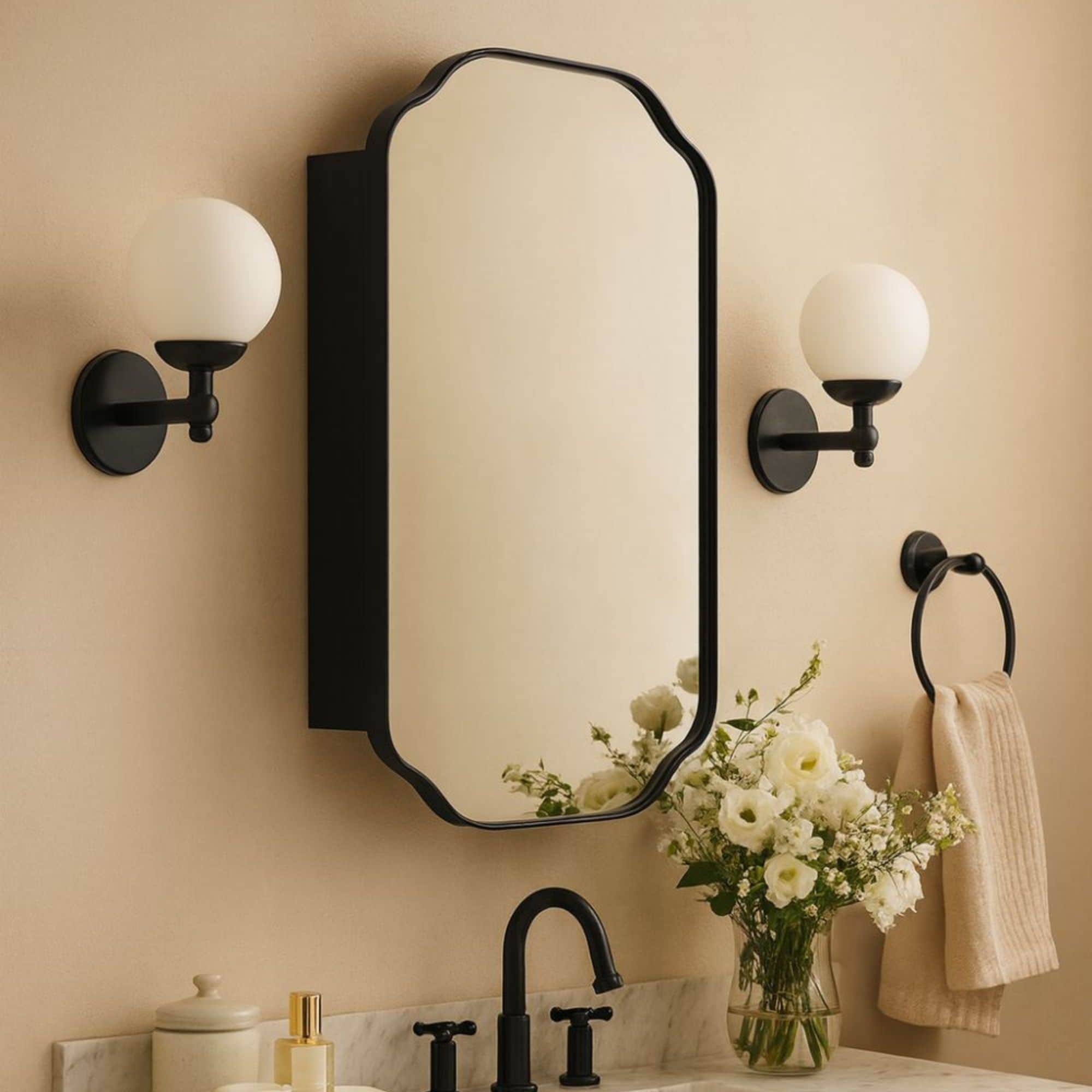 TEHOME Osterhus Arched Metal Surface Mount Medicine Cabinet with Mirror Rectangle Bathroom Cabinet