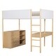 preview thumbnail 38 of 93, Teddy Fleece Loft Bed with Foldable Study Table, 4 Storage Drawers and Shelves Wood High LoftBed Frame for Bedroom