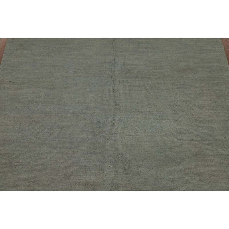 Modern Gabbeh Oriental Rug Hand-Knotted Solid Wool Carpet - 5'7" x 6'7"