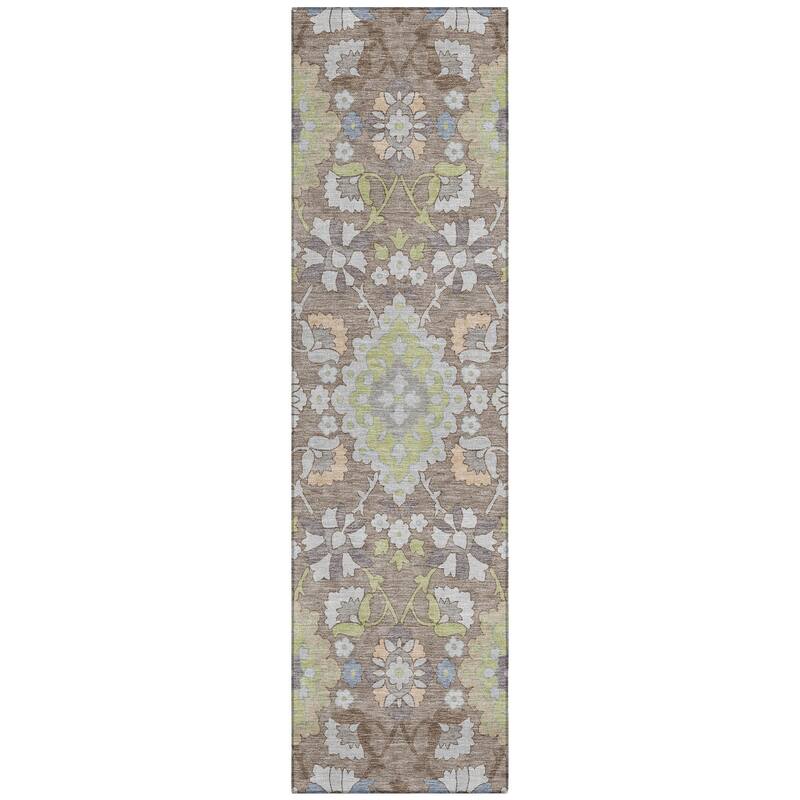 Machine Washable Indoor/ Outdoor Boho Traditional Chantille Rug