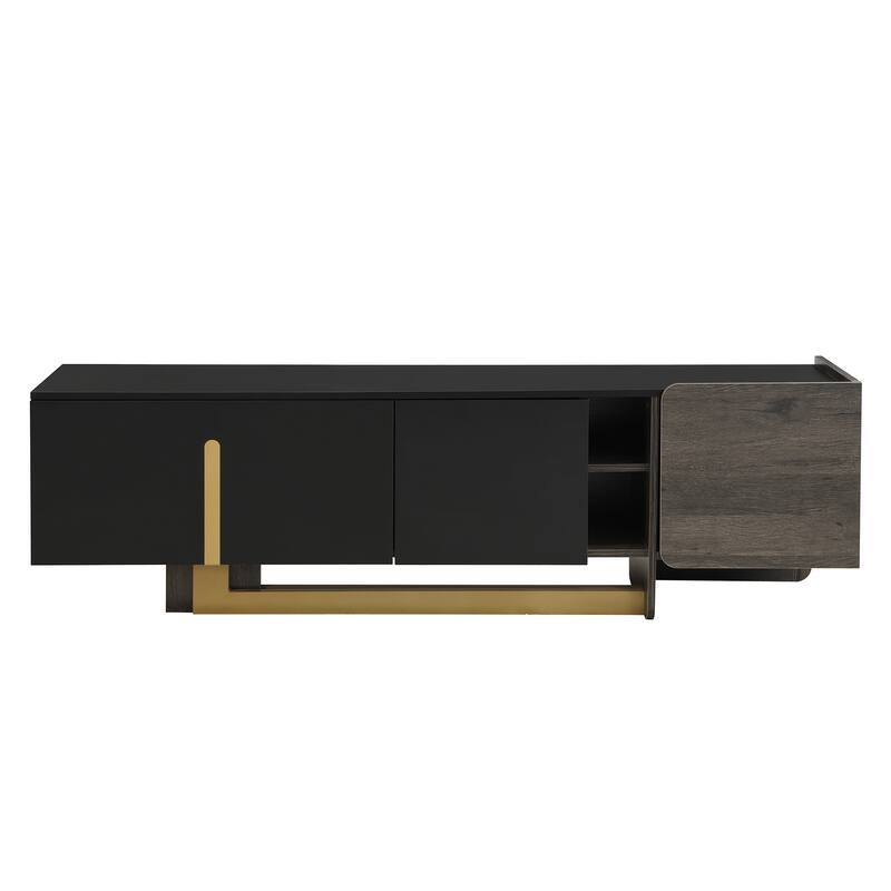 66.7 inch TV Stand Media Console for TVs up to 70", Light Luxury Cabinet with Metal Legs, 2 Doors & 1 Drawer