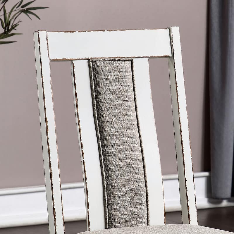 Abeje Rustic White Grey Fabric Side Chairs by Furniture of America (Set of 2)